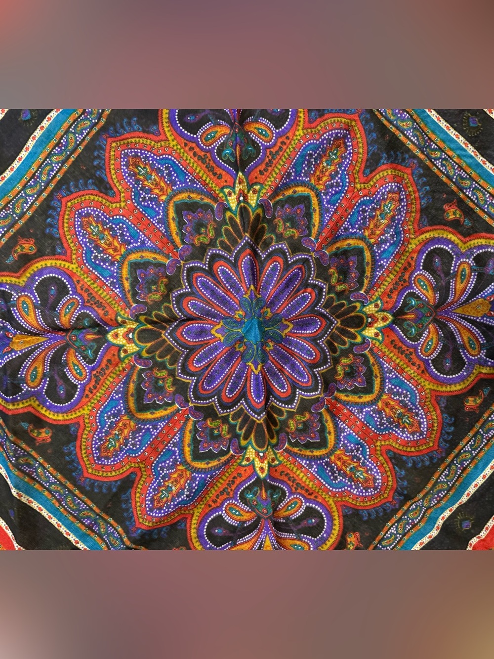 ✨ Gorgeous Vintage Made in Japan Chenille Acrylic Paisley Fringe Scarf Shawl ✨